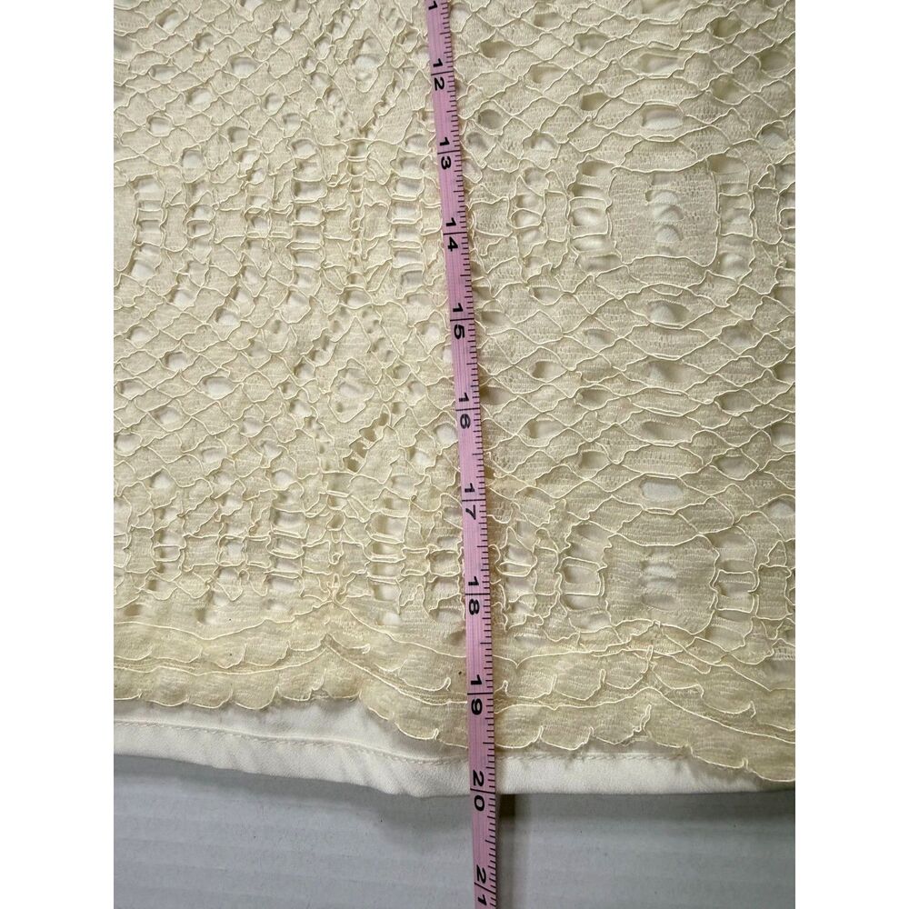 J.Crew Womens Ivory Crochet Lace Short Sleeve Top Size 6 Lined Button Back - Picture 10 of 11